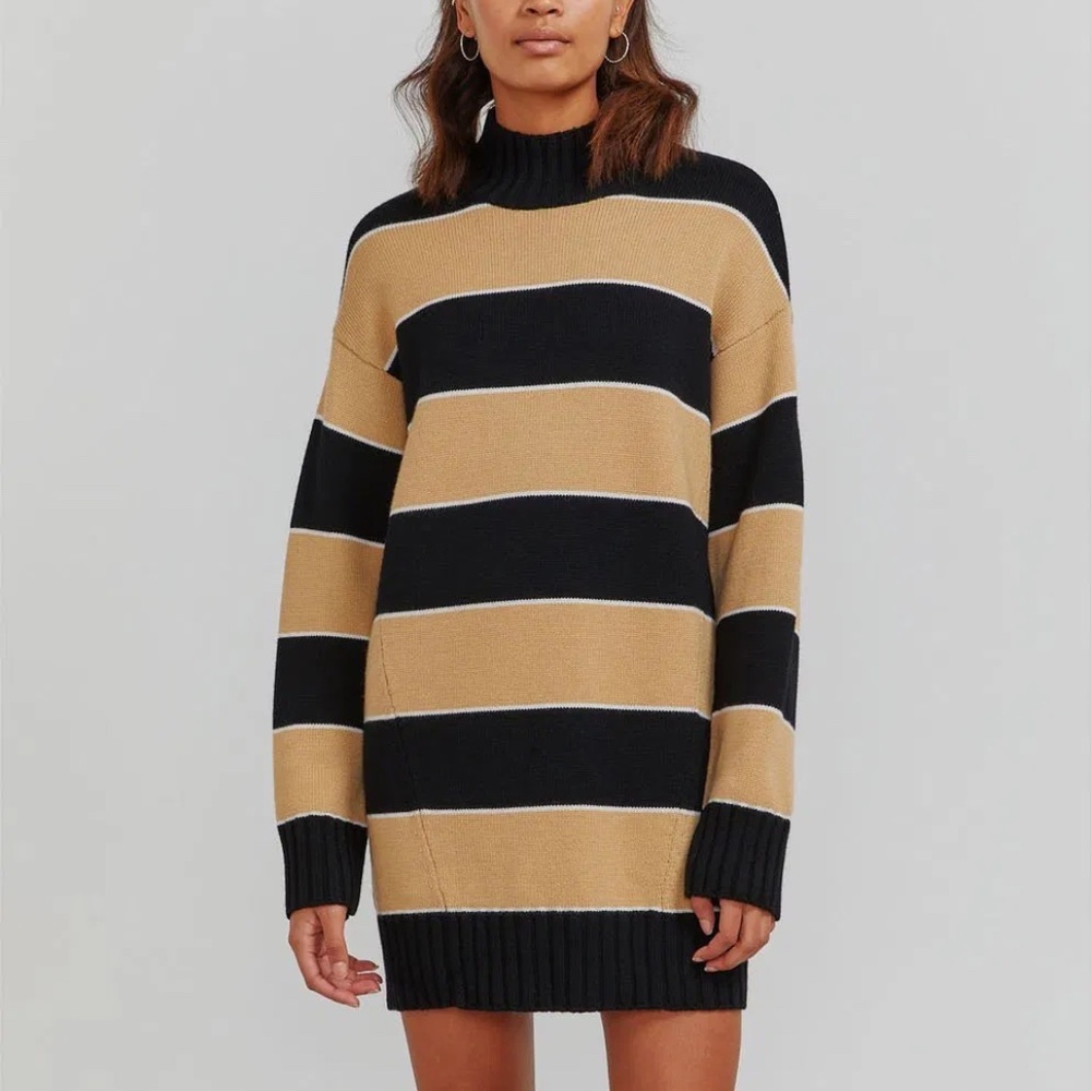 Ninety Percent Organic Merino Turtleneck Striped Sweater Dress Size XS (NWT)